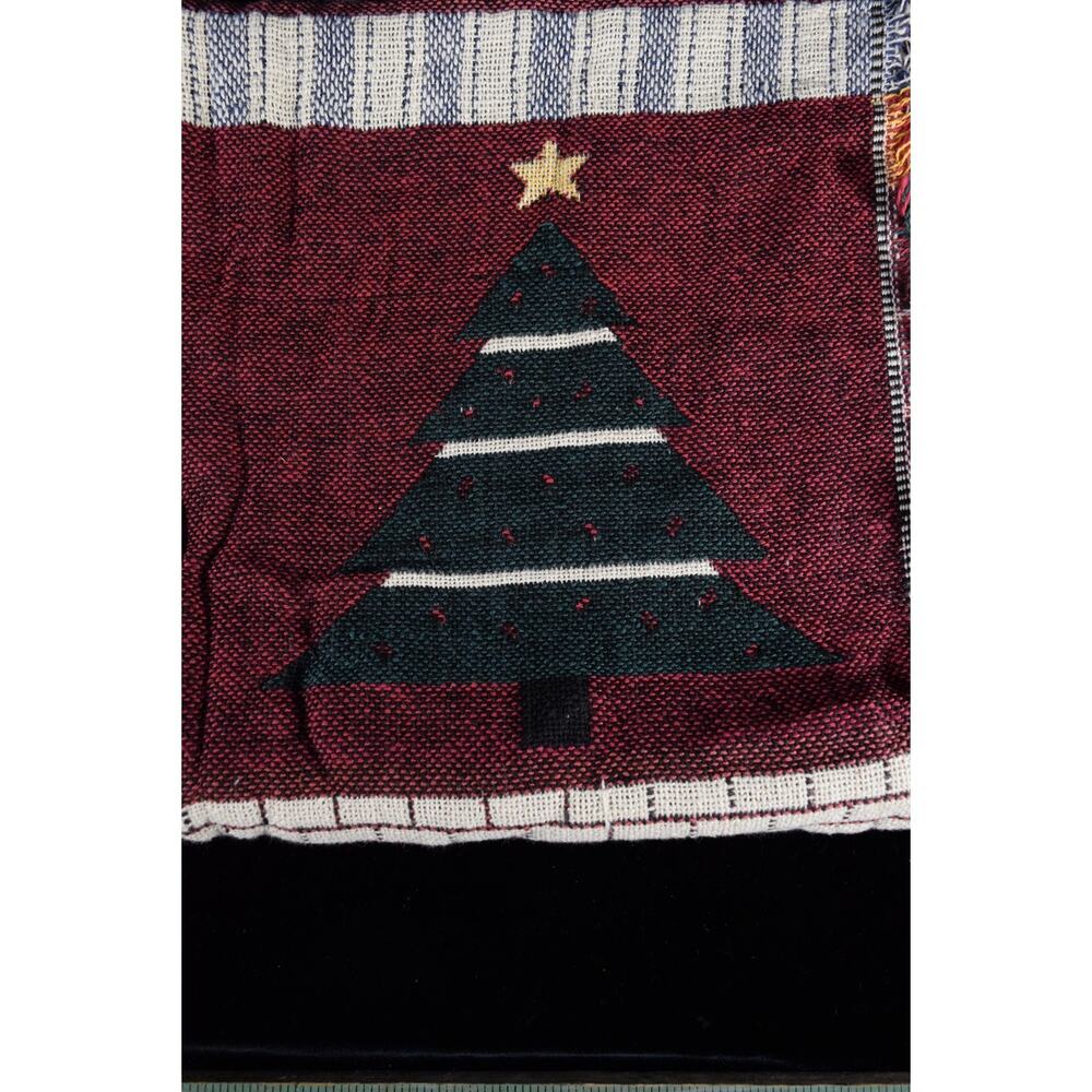 Socks & Snowman Christmas Throw Tapestry Blanket 50"x60" 100% Cotton Green NEW - Picture 4 of 6